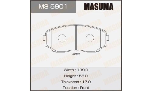 Колодки тормозные дисковые Masuma передние, комплект на ось (4 шт), арт. MS-5901