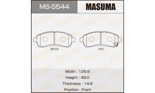 Колодки тормозные дисковые Masuma передние, комплект на ось (4 шт), арт. MS-5544