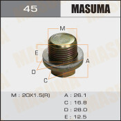 Болт маслосливной Masuma, для Honda, M20х1.5(R), арт. 45