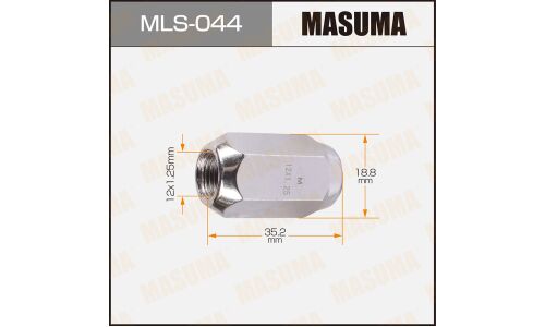 Гайка колесная Masuma MLS-044, закрытая, M12x1.25(R), длина 35.2мм, коническая посадка, под ключ 19мм