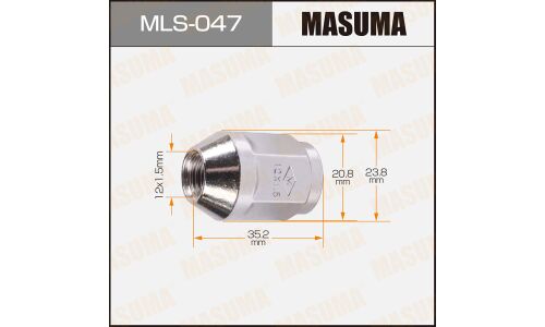 Гайка колесная Masuma MLS-047, закрытая, M12x1.5(R), длина 35.2мм, коническая посадка, под ключ 21мм