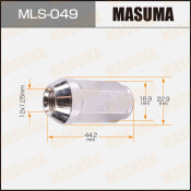 Гайка колесная Masuma MLS-049, закрытая, M12x1.25(R), длина 44.2мм, коническая посадка, под ключ 19мм