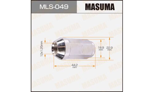 Гайка колесная Masuma MLS-049, закрытая, M12x1.25(R), длина 44.2мм, коническая посадка, под ключ 19мм