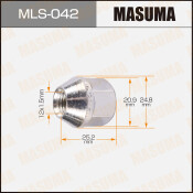 Гайка колесная Masuma MLS-042, открытая, M12x1.5(R), длина 25.2мм, коническая посадка, под ключ 21мм, 1шт