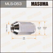 Гайка колесная Masuma MLS-053, закрытая, M14x1.5(R), длина 44мм, коническая посадка, под ключ 21мм, 1 шт