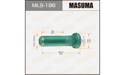 Шпилька колесная Masuma MLS-196, для Honda, M12x1.5(R), длина 49мм, 1 шт