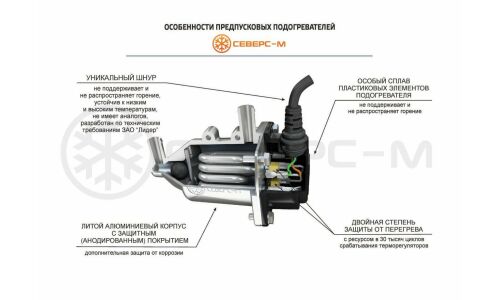 Предпусковой подогреватель двигателя электрический Северс-М1, 220В, 1.5кВт