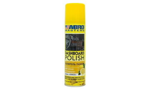 Полироль салона ABRO Masters Dashboard Polish, для пластика, винила и резины, с ароматом лимона, аэрозоль 220мл, арт. DP-633-LE