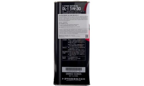 Масло моторное Toyota Motor Oil For Diesel 5w30, синтетическое, JASO DL-1, для дизельного двигателя, 4л, арт. 08883-02805/08883-03105