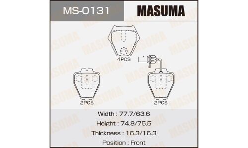 Колодки тормозные дисковые Masuma передние, комплект на ось (4 шт), арт. MS-0131