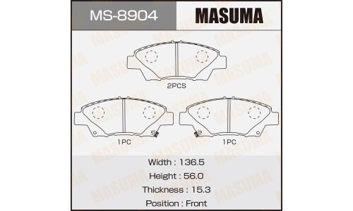 Колодки тормозные дисковые Masuma передние, комплект на ось (4 шт), арт. MS-8904