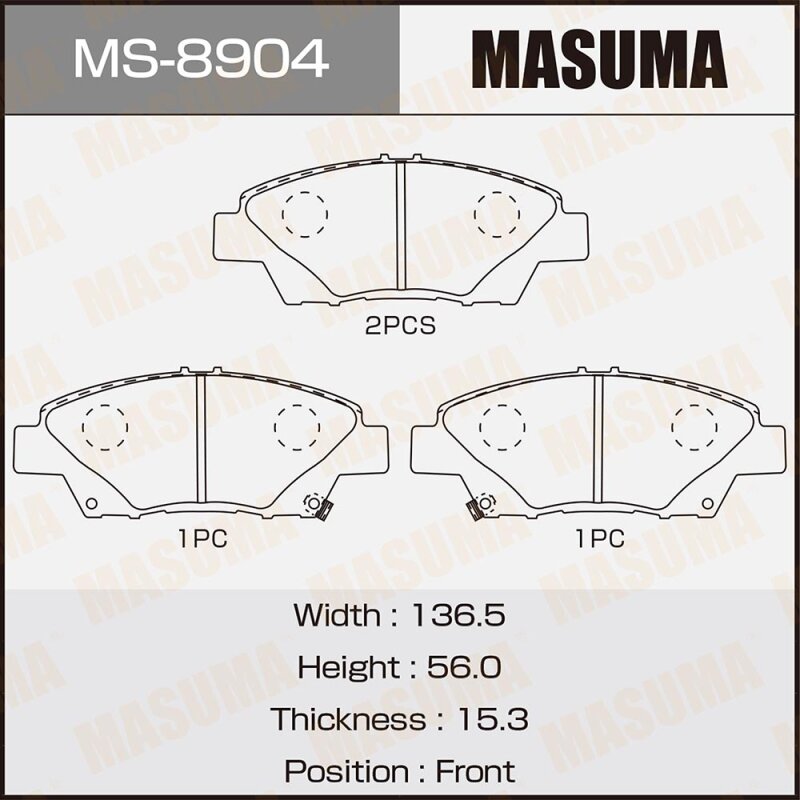 

Колодки тормозные Masuma дисковые, передние, арт. MS-8904