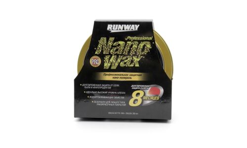 Защитное покрытие-полироль кузова Runway Professional Nano Wax, с воском карнауба, с водоотталкивающим эффектом, банка 300мл, (+губка), арт. RW6134