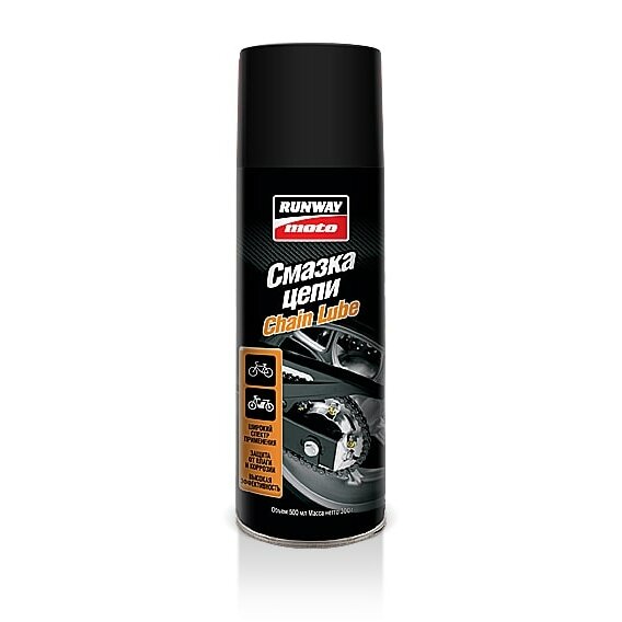 

Смазка аэрозольная Runway Moto Chain Lube, для цепей, баллон 500мл, арт. RW8000
