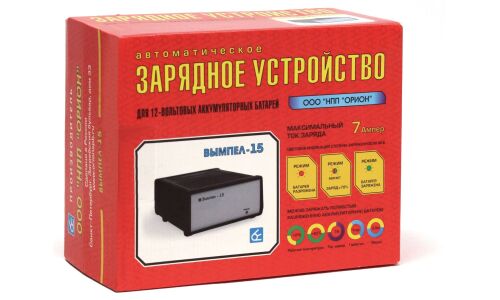 Устройство зарядное Вымпел-15, автоматический режим, с защитой от короткого замыкания, 12В, до 100Ач, ток заряда до 7А, для WET, EFB, арт. 2054