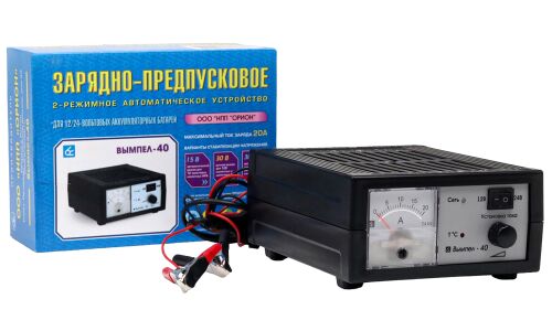 Устройство зарядно-предпусковое Вымпел-40, автоматический режим, с функцией блока питания, 12/24В, до 240Ач, ток заряда 0.8-20А, для WET, EFB, арт. 2010