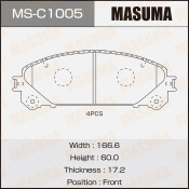 Колодки тормозные дисковые Masuma передние, комплект на ось (4 шт), арт. MS-C1005