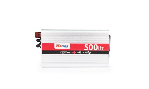 Инвертор напряжения Carfort, 12В(DC)→220В(AC), 50/60Гц, 500Вт, (+USB 5В), арт. CF-4050