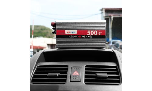Инвертор напряжения Carfort, 12В(DC)→220В(AC), 50/60Гц, 500Вт, (+USB 5В), арт. CF-4050