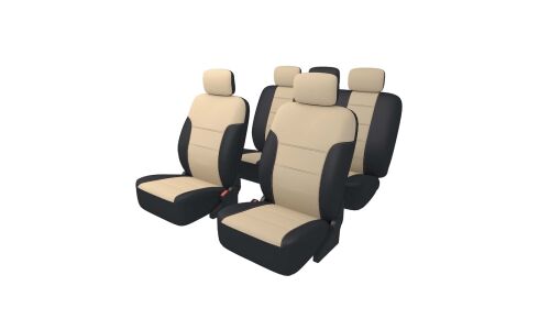 Чехлы CARFORT SHIELD для передних и задних сидений, ткань, черный/бежевый цвет, 9 предметов