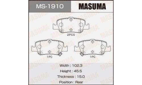 Колодки тормозные дисковые Masuma задние, комплект на ось (4 шт), арт. MS-1910