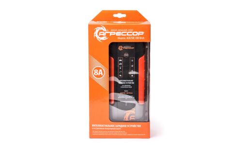 Устройство зарядное Autoprofi Агрессор AGR/SBC-080 Brick диагностическое, цифровое, 12В, до 120Ач, ток зарядки до 8А, для WET, AGM, GEL
