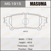 Колодки тормозные дисковые Masuma задние, комплект на ось (4 шт), арт. MS-1915