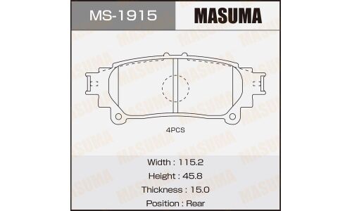 Колодки тормозные дисковые Masuma задние, комплект на ось (4 шт), арт. MS-1915