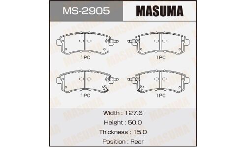 Колодки тормозные дисковые Masuma задние, комплект на ось (4 шт), арт. MS-2905