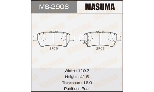 Колодки тормозные дисковые Masuma задние, комплект на ось (4 шт), арт. MS-2906