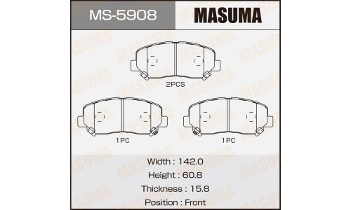 Колодки тормозные дисковые Masuma передние, комплект на ось (4 шт), арт. MS-5908