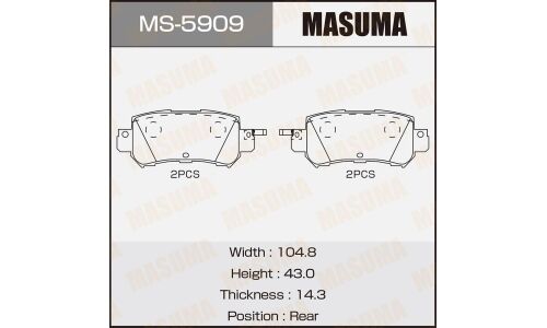 Колодки тормозные дисковые Masuma задние, комплект на ось (4 шт), арт. MS-5909