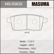 Колодки тормозные дисковые Masuma задние, комплект на ось (4 шт), арт. MS-5902