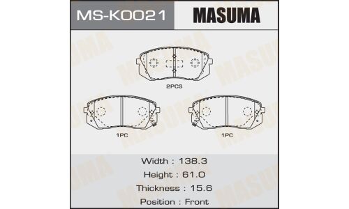 Колодки тормозные дисковые Masuma передние, комплект на ось (4 шт), арт. MS-K0021