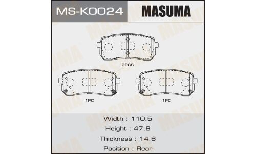 Колодки тормозные дисковые Masuma задние, комплект на ось (4 шт), арт. MS-K0024