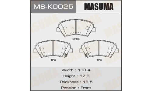 Колодки тормозные дисковые Masuma передние, комплект на ось (4 шт), арт. MS-K0025
