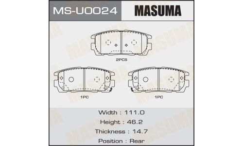 Колодки тормозные дисковые Masuma задние, комплект на ось (4 шт), арт. MS-U0024