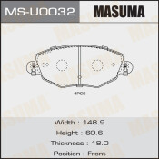 Колодки тормозные дисковые Masuma передние, комплект на ось (4 шт), арт. MS-U0032