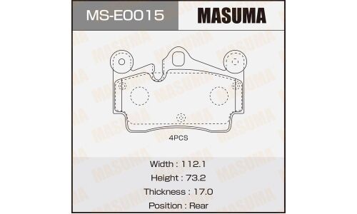 Колодки тормозные дисковые Masuma задние, комплект на ось (4 шт), арт. MS-E0015