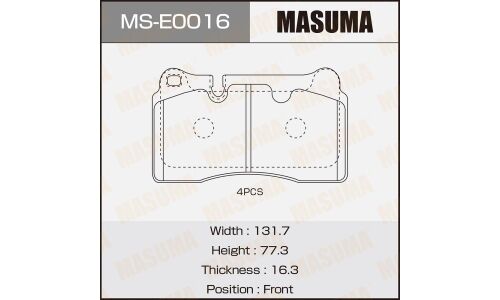 Колодки тормозные дисковые Masuma передние, комплект на ось (4 шт), арт. MS-E0016