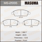 Колодки тормозные дисковые Masuma передние, комплект на ось (4 шт), арт. MS-2555