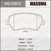 Колодки тормозные дисковые Masuma передние, комплект на ось (4 шт), арт. MS-2903