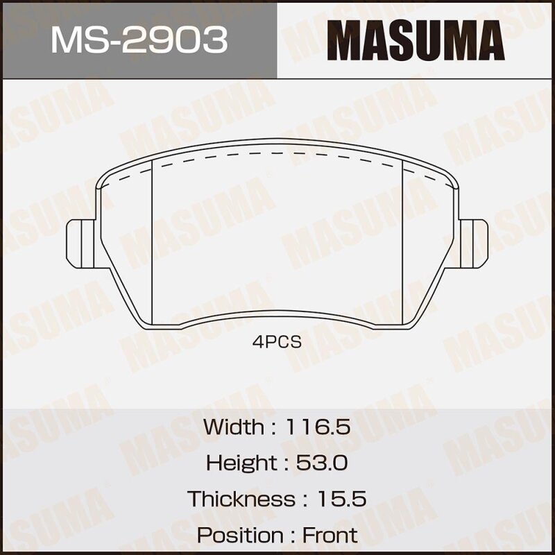 

Колодки тормозные Masuma дисковые, передние, арт. MS-2903
