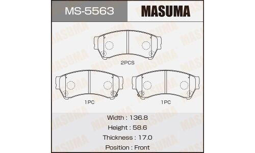 Колодки тормозные дисковые Masuma передние, комплект на ось (4 шт), арт. MS-5563