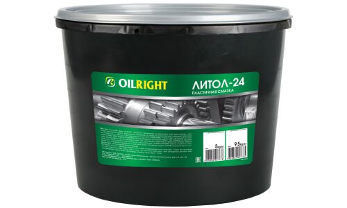 Смазка пластичная OILRIGHT Литол-24, для подшипников и шарниров, водостойкая, банка 5кг, арт. 6051