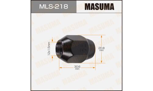 Гайка колесная Masuma MLS-218, закрытая, для внедорожников Toyota, M12x1.5(R), длина 30.6мм, коническая посадка, под ключ 21мм