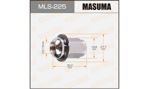 Гайка колесная Masuma MLS-225, закрытая, для Honda, M12x1.5(R), длина 35.2мм, сфера R12, под ключ 19мм