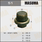 Болт маслосливной Masuma, для Subaru, M20х1.5(R), арт. 51
