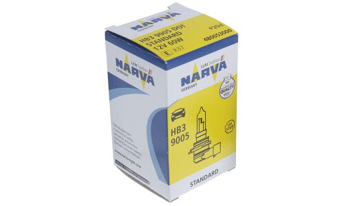 Лампа галогенная Narva Standard HB3(9005) (P20d, T12), 12В, 55Вт, 3000К, 1 шт, арт. 48005