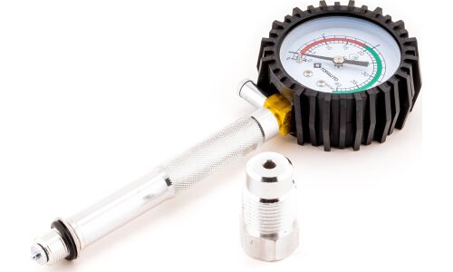 Компрессометр TOPAUTO, резьбовой, для дизельных двигателей, до 4МПа, М14х1.25/М24х2, трубка 130мм, арт. 11221